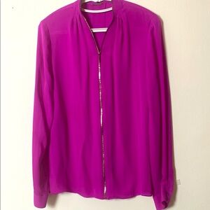 Elie Tahari Fuchsia Zip-Up Blouse